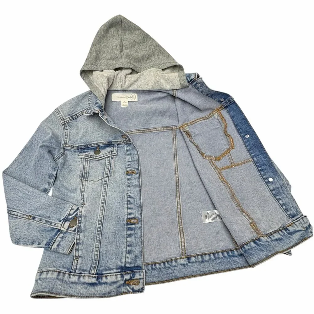 Nordstroms Treasure & Bond Cotton‎ Hooded River Wash  Denim Jacket